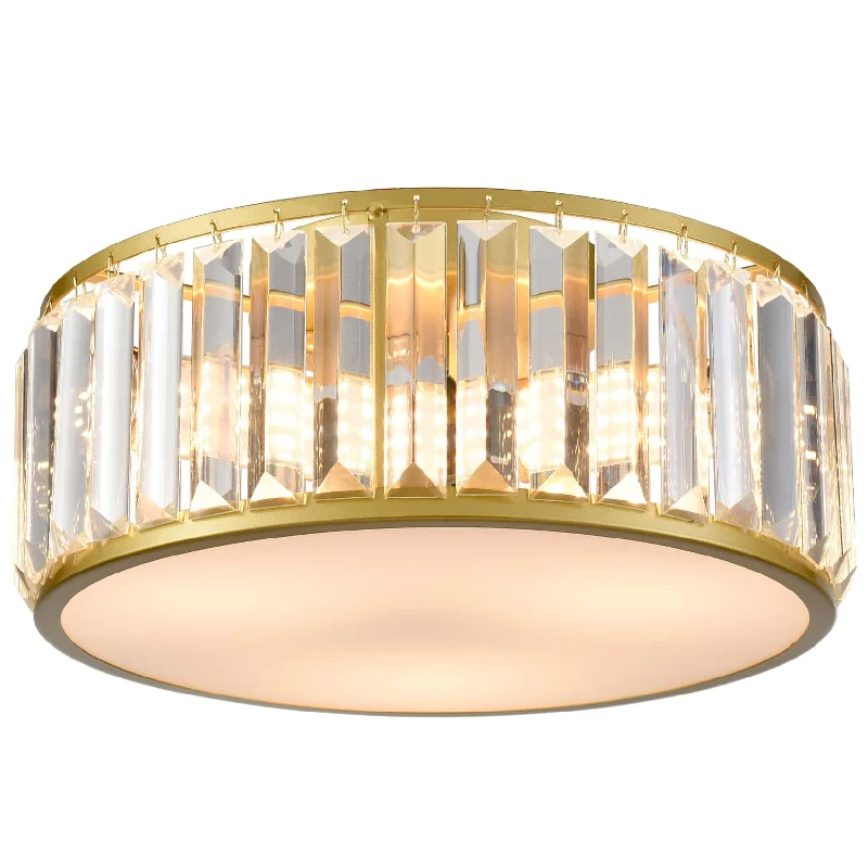 Adjustable Industrial Lighting for Flexible IlluminationModern Crystal Flush Mount Gold 3-Light Ceiling Light Fixture