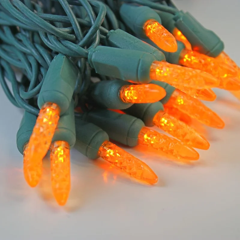 Twinkling String Lights for a Magical Atmosphere50-light M5 Orange LED Christmas Lights, 4" Spacing Green Wire Twinkling String Lights for a Magical Atmosphere50-light M5 Orange LED Christmas Lights, 4" Spacing Green Wire