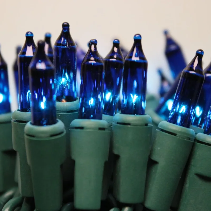 String Lights with Multicolored Bulbs for Festive Occasions100-bulb Blue Mini Lights, 4" Spacing, Green Wire String Lights with Multicolored Bulbs for Festive Occasions100-bulb Blue Mini Lights, 4" Spacing, Green Wire