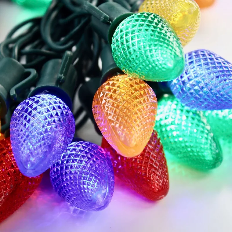 Twinkling String Lights for a Magical Atmosphere25-light C7 Multicolor LED Christmas Lights, 8" Spacing Green Wire Twinkling String Lights for a Magical Atmosphere25-light C7 Multicolor LED Christmas Lights, 8" Spacing Green Wire