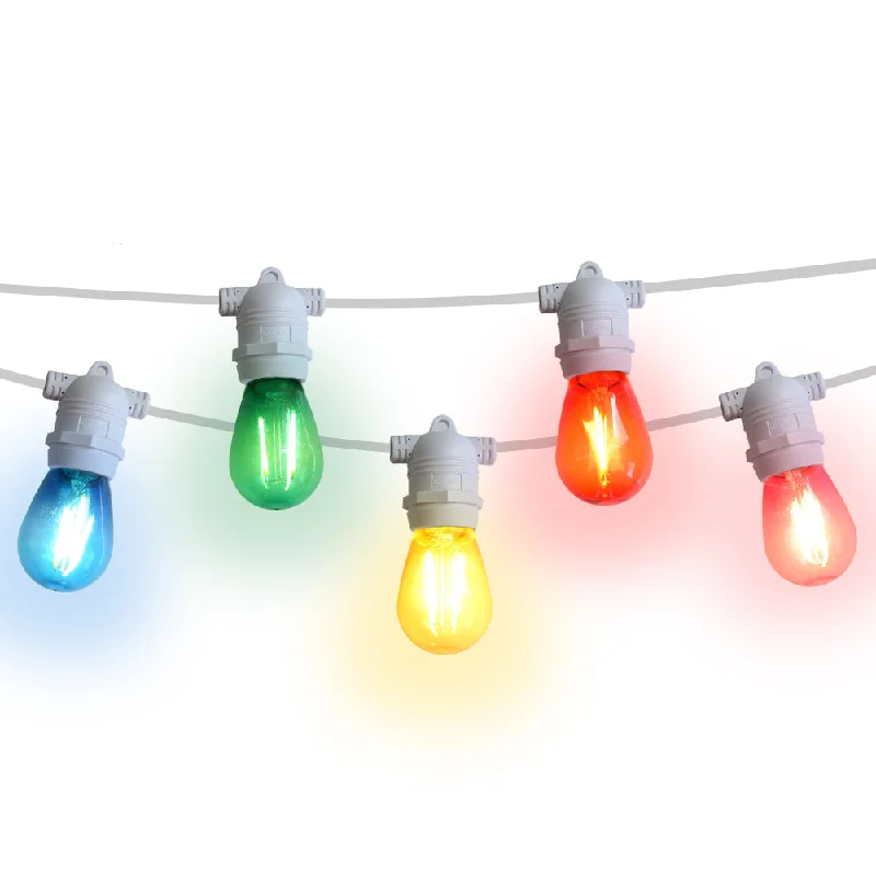 Battery - Operated String Lights for Indoor Use10 Socket Multi-Color Outdoor Commercial String Light Set, 21 FT White Cord w/ 2-Watt Shatterproof LED Bulbs, Weatherproof SJTW Battery - Operated String Lights for Indoor Use10 Socket Multi-Color Outdoor Commercial String Light Set, 21 FT White Cord w/ 2-Watt Shatterproof LED Bulbs, Weatherproof SJTW