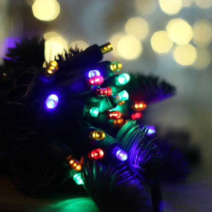 String Lights for Seasonal Decorations (Spring, Fall, etc.)50-light 5mm Multicolor LED Christmas Lights, 4" Spacing Green Wire String Lights for Seasonal Decorations (Spring, Fall, etc.)50-light 5mm Multicolor LED Christmas Lights, 4" Spacing Green Wire