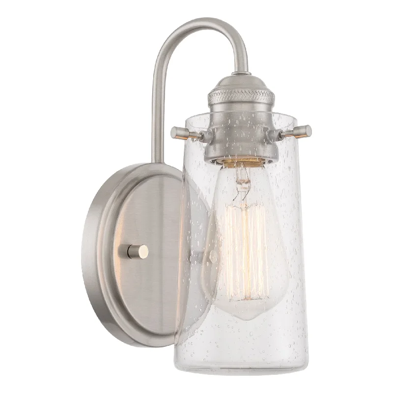 Dust - Resistant Industrial Lighting for Dirty WorkspacesKira Home Rayne 9.5" Modern Farmhouse Wall Sconce, Gooseneck Bathroom Light, Seeded Glass Shade + Brushed Nickel Finish Dust - Resistant Industrial Lighting for Dirty WorkspacesKira Home Rayne 9.5" Modern Farmhouse Wall Sconce, Gooseneck Bathroom Light, Seeded Glass Shade + Brushed Nickel Finish