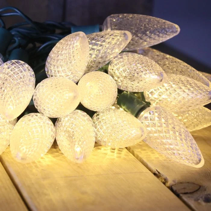 Twinkling String Lights for a Magical Atmosphere25-light C9 Warm White LED Christmas Lights, 8" Spacing Green Wire Twinkling String Lights for a Magical Atmosphere25-light C9 Warm White LED Christmas Lights, 8" Spacing Green Wire