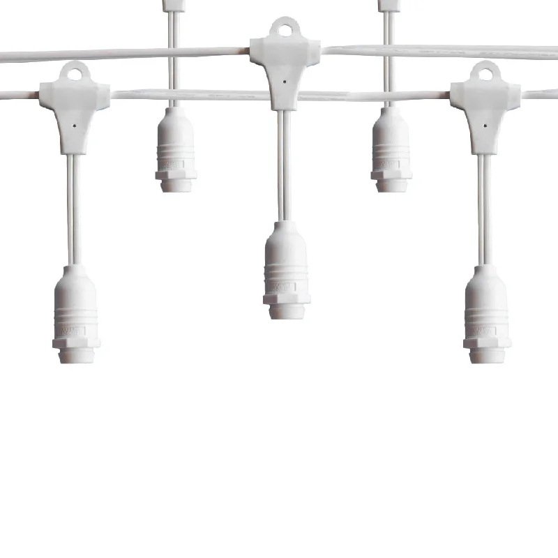 String Lights for Porch LightingBLOWOUT (Cord Only) 25 Socket Suspended Outdoor Commercial DIY String Light 29 FT White Cord w/ E12 C7 Base, Weatherproof String Lights for Porch LightingBLOWOUT (Cord Only) 25 Socket Suspended Outdoor Commercial DIY String Light 29 FT White Cord w/ E12 C7 Base, Weatherproof
