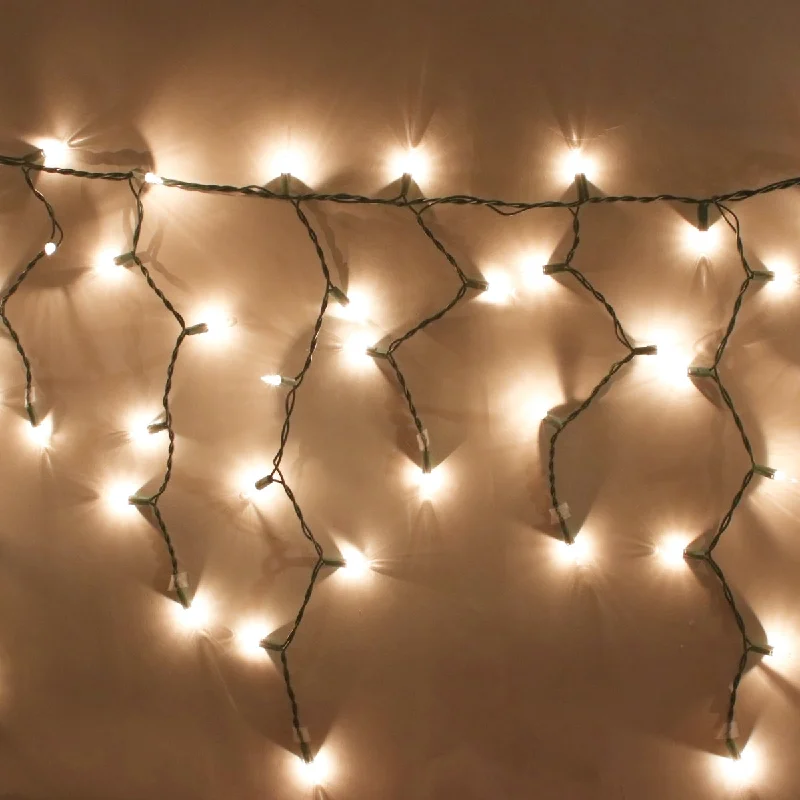 Fairy String Lights for Bedroom Decor150-bulb Clear Glass Icicle Lights, Green Wire