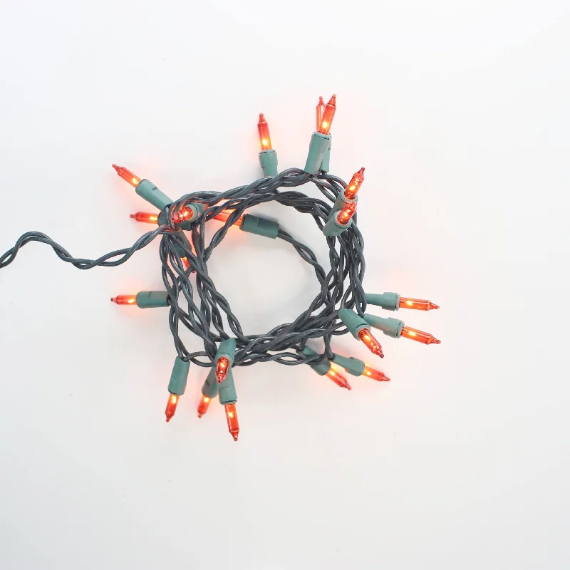 String Lights for Balcony Decoration20-bulb Orange Glass Craft Lights, Green Wire