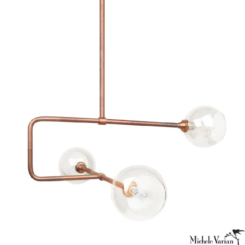 Industrial Lighting for Furniture FactoriesCopper And Glass Globe Triple Circuit Pendant Light Industrial Lighting for Furniture FactoriesCopper And Glass Globe Triple Circuit Pendant Light