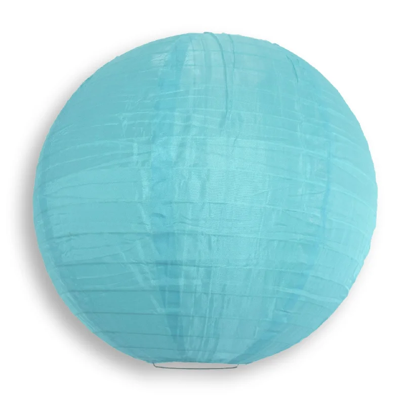 Color - Changing LED String Lights for Christmas Decor4 Inch Baby Blue Round Shimmering Nylon Lanterns, Even Ribbing, Hanging (10-PACK) Decoration (String Light Sold Separately)