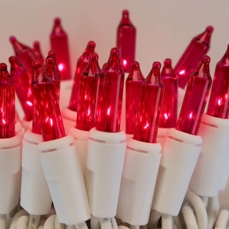 String Lights with Edison Bulbs for Rustic Ambiance50-bulb Pink Mini Lights, 2.5" Spacing, White Wire String Lights with Edison Bulbs for Rustic Ambiance50-bulb Pink Mini Lights, 2.5" Spacing, White Wire