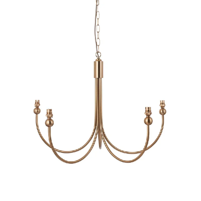 Marciano 5Lt Multi-Arm Curved Pendant - Brass