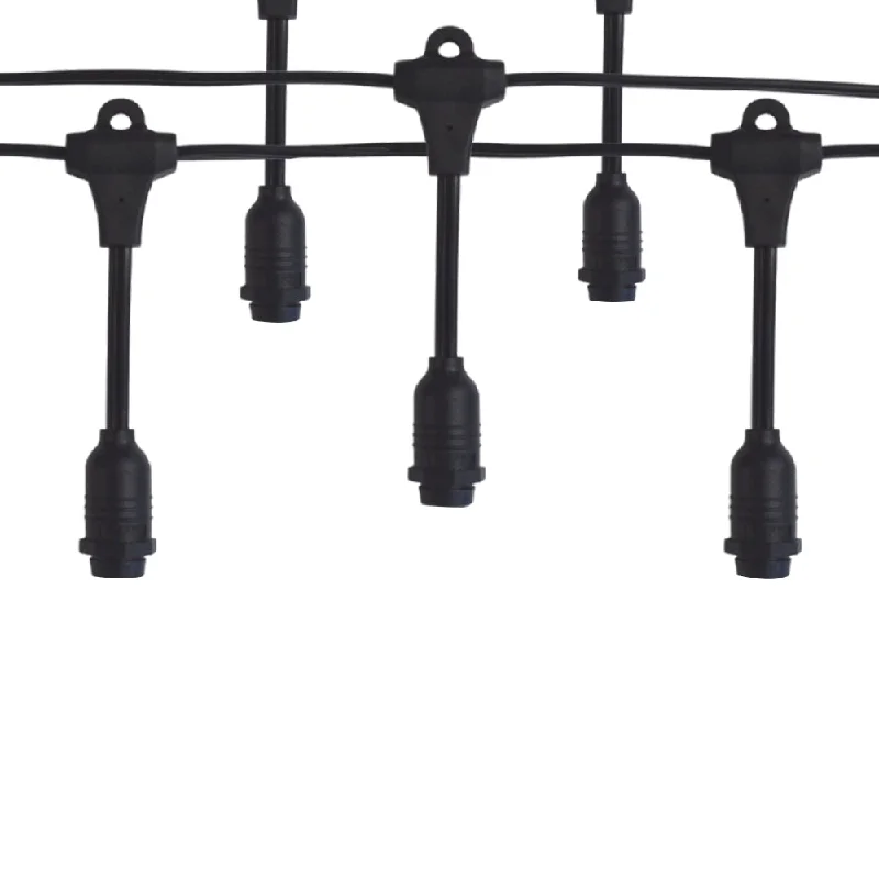 String Lights for Camping Trips(Cord Only) 50 Socket Suspended Outdoor Commercial DIY String Light 54 FT Black Cord w/ E12 C7 Base, Weatherproof String Lights for Camping Trips(Cord Only) 50 Socket Suspended Outdoor Commercial DIY String Light 54 FT Black Cord w/ E12 C7 Base, Weatherproof
