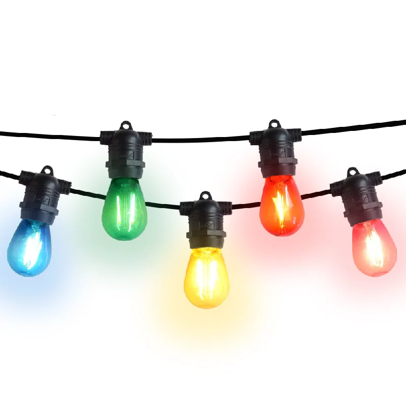 String Lights for DIY Home Decor Projects10 Socket Multi-Color Outdoor Commercial String Light Set, 21 FT Black Cord w/ 2-Watt Shatterproof LED Bulbs, Weatherproof SJTW String Lights for DIY Home Decor Projects10 Socket Multi-Color Outdoor Commercial String Light Set, 21 FT Black Cord w/ 2-Watt Shatterproof LED Bulbs, Weatherproof SJTW