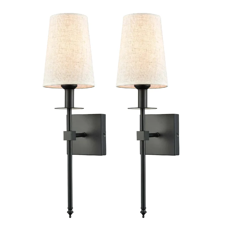 Industrial Area Lighting for Large Open SpacesSlim Black Wall Sconces Set of Two Plug in Wall Lamps for Bedrooms