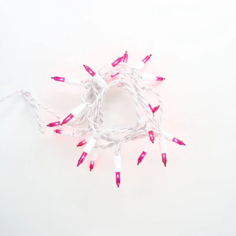 LED String Lights with Warm White Glow20-bulb Pink Glass Craft Lights, White Wire