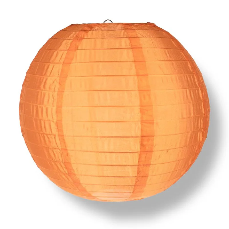 Fairy String Lights for Bedroom Decor4 Inch Orange Round Shimmering Nylon Lantern, Parallel Ribbing, Hanging Decoration (10 PACK) (String Light Sold Separately)