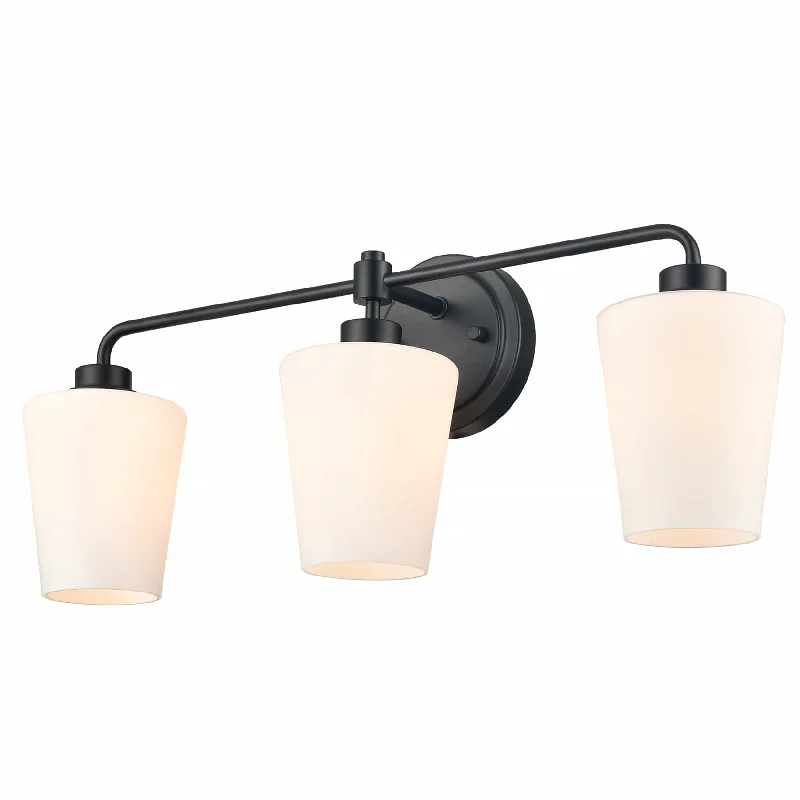 Industrial Lighting for Pharmaceutical Manufacturing3-Light Black Bathroom Vanity Light Fixture with Milk Glass Shade Industrial Lighting for Pharmaceutical Manufacturing3-Light Black Bathroom Vanity Light Fixture with Milk Glass Shade