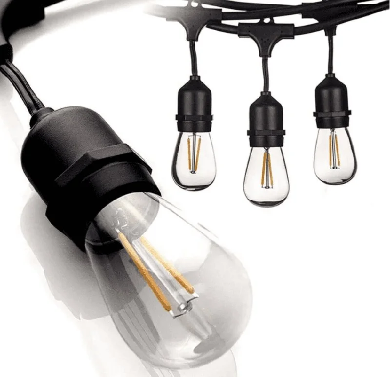 Waterproof String Lights for Patio DecorABBA 12V 30W 48 Ft. Bistro String Lights - 3000K, Warm White Waterproof String Lights for Patio DecorABBA 12V 30W 48 Ft. Bistro String Lights - 3000K, Warm White