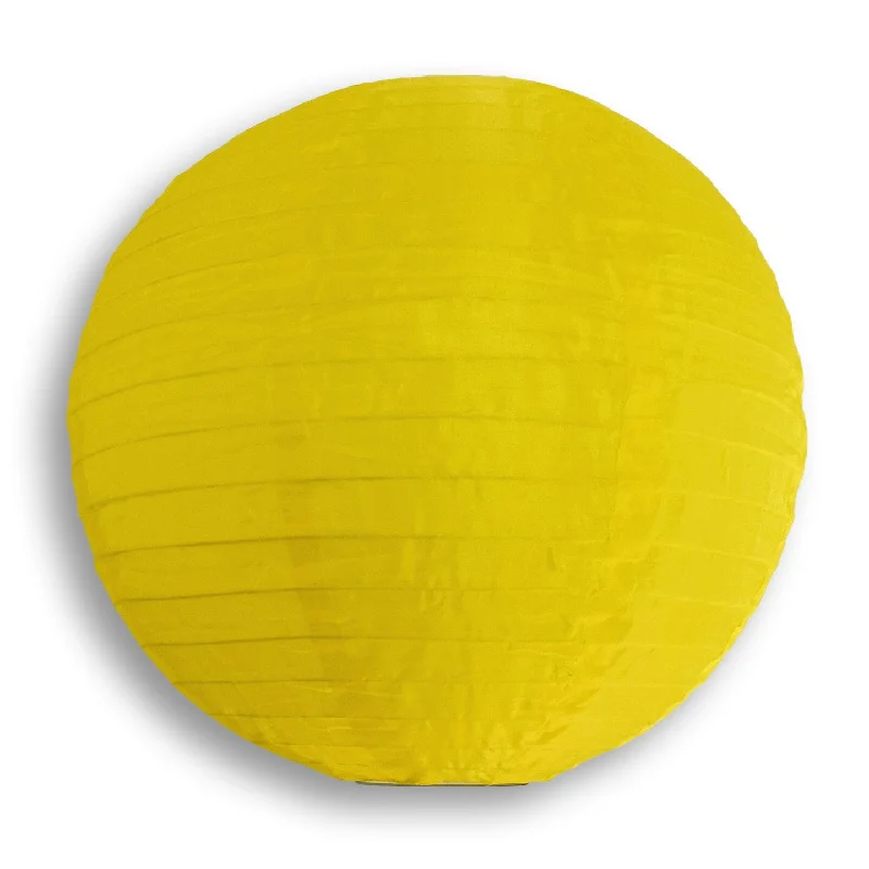 Solar - Powered String Lights for Energy - Saving Backyards4 Inch Yellow Round Shimmering Nylon Lantern, Parallel Ribbing, Hanging Decoration (10 PACK) (String Light Sold Separately)
