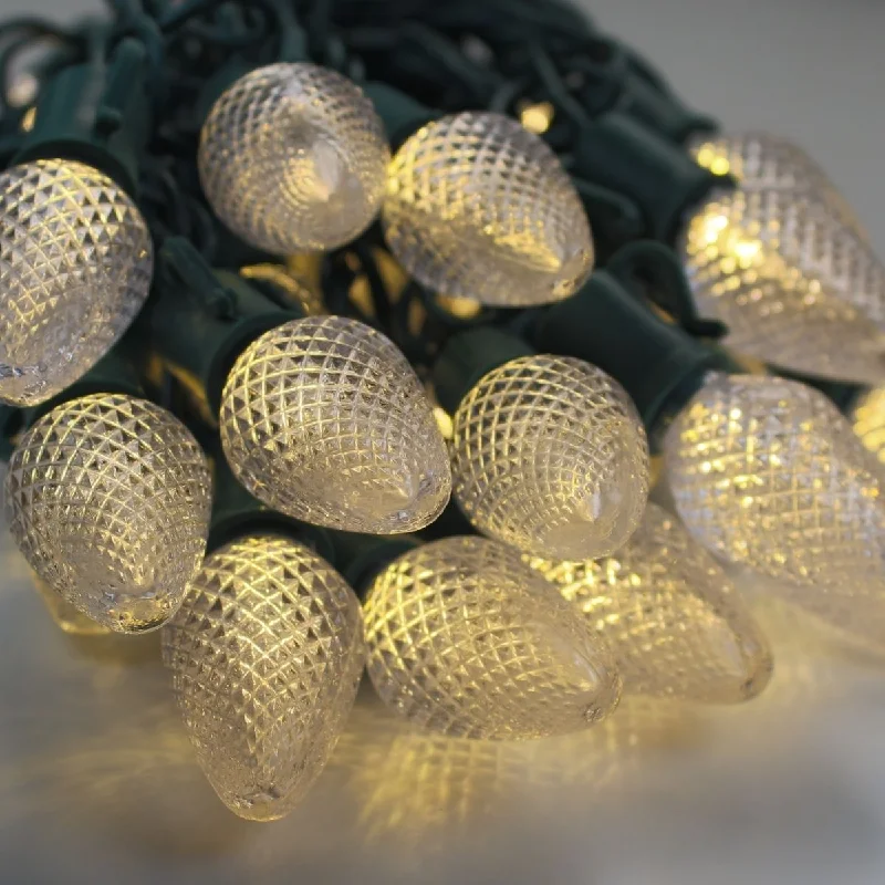 Waterproof String Lights for Patio Decor25-light C7 Warm White LED Christmas Lights, 8" Spacing Green Wire Waterproof String Lights for Patio Decor25-light C7 Warm White LED Christmas Lights, 8" Spacing Green Wire