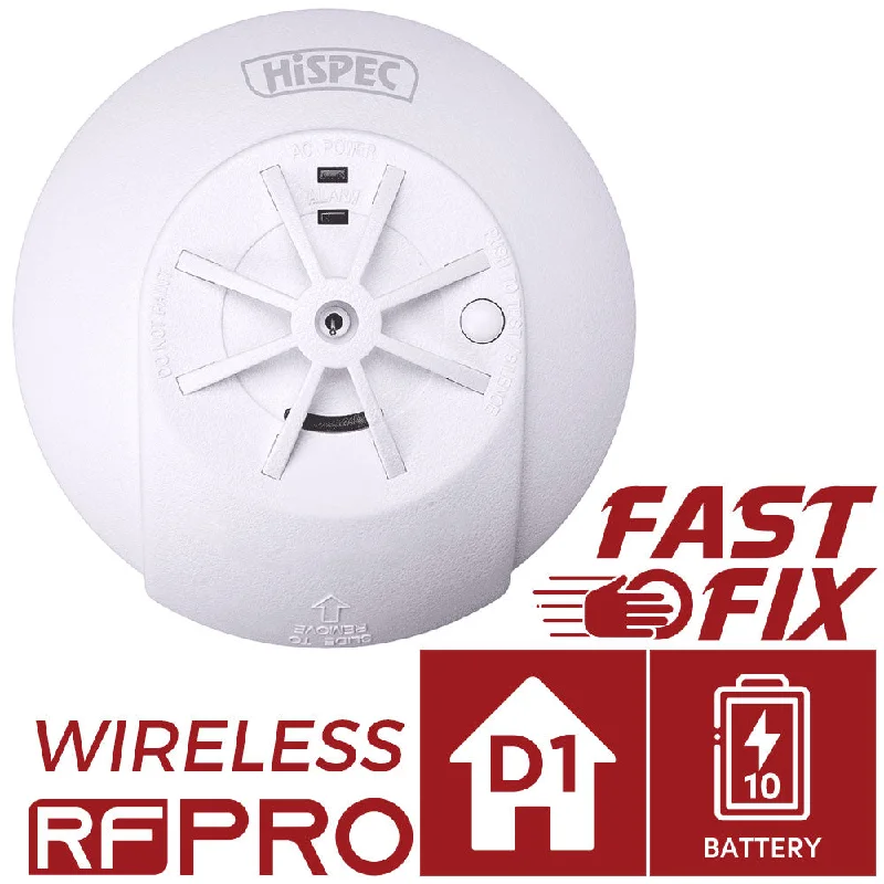 Hispec Wireless RF Combo Fast Fix Mains Heat & CO, Heat & Smoke Detector Alarm 10yr Battery Hispec Wireless RF Combo Fast Fix Mains Heat & CO, Heat & Smoke Detector Alarm 10yr Battery