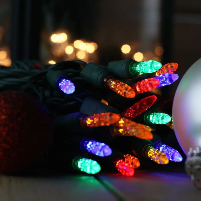 String Lights for Hotel Courtyard Lighting50-light M5 Multicolor LED Christmas Lights, 4" Spacing Green Wire String Lights for Hotel Courtyard Lighting50-light M5 Multicolor LED Christmas Lights, 4" Spacing Green Wire