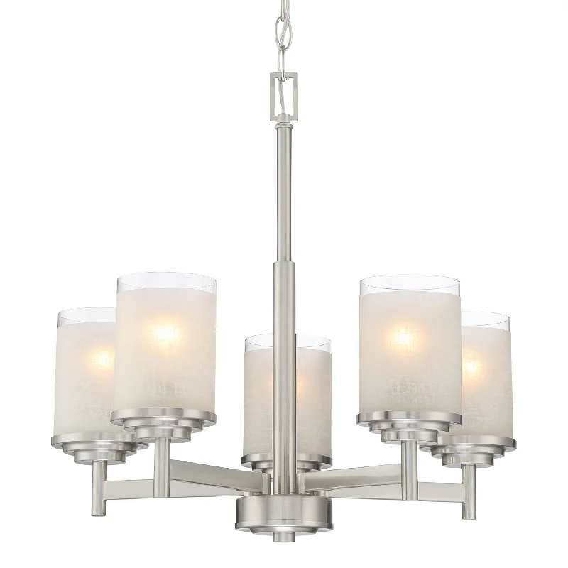Explosion - Proof Industrial Lighting for Hazardous LocationsKira Home Windsor 18.5" Modern/Contemporary 5-Light Chandelier + Frosted White Linen Glass Shades, Brushed Nickel Finish Explosion - Proof Industrial Lighting for Hazardous LocationsKira Home Windsor 18.5" Modern/Contemporary 5-Light Chandelier + Frosted White Linen Glass Shades, Brushed Nickel Finish