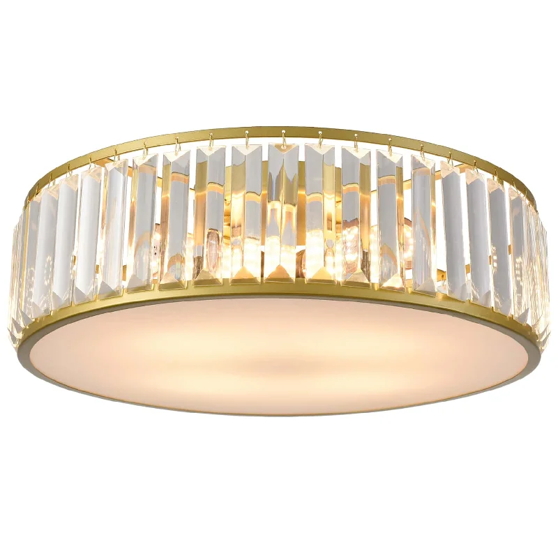 Industrial Area Lighting for Large Open SpacesModern 4-Light Crystal Ceiling Light Gold Flush Mount Industrial Area Lighting for Large Open SpacesModern 4-Light Crystal Ceiling Light Gold Flush Mount