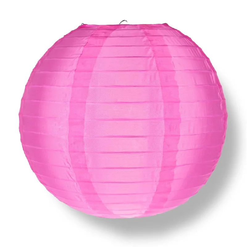 String Lights for Seasonal Decorations (Spring, Fall, etc.)4 Inch Hot Pink Round Shimmering Nylon Lanterns, Even Ribbing, Hanging (10-PACK) Decoration (String Light Sold Separately)