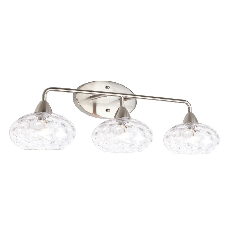 Energy - Efficient Industrial Lighting for Cost - SavingsKira Home Marina 26" Modern 3-Light Vanity/Bathroom Light + Hammered Glass Shades, Brushed Nickel Finish Energy - Efficient Industrial Lighting for Cost - SavingsKira Home Marina 26" Modern 3-Light Vanity/Bathroom Light + Hammered Glass Shades, Brushed Nickel Finish