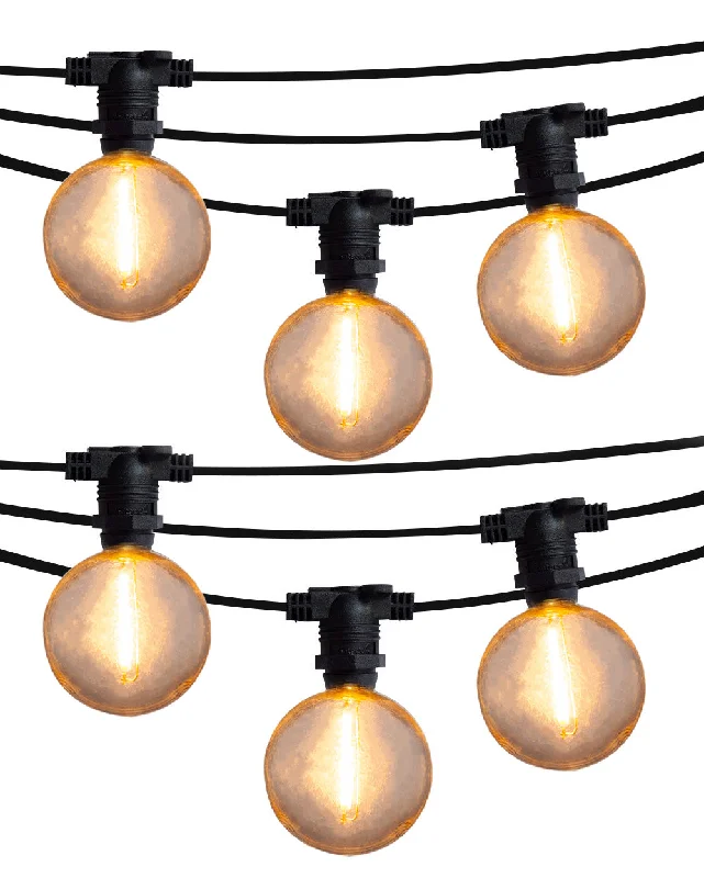 String Lights with Multicolored Bulbs for Festive Occasions25 Socket Outdoor Commercial String Light Set, Shatterproof LED Bulbs, 29 FT Black Cord w/ E12 C7 Base, Weatherproof String Lights with Multicolored Bulbs for Festive Occasions25 Socket Outdoor Commercial String Light Set, Shatterproof LED Bulbs, 29 FT Black Cord w/ E12 C7 Base, Weatherproof
