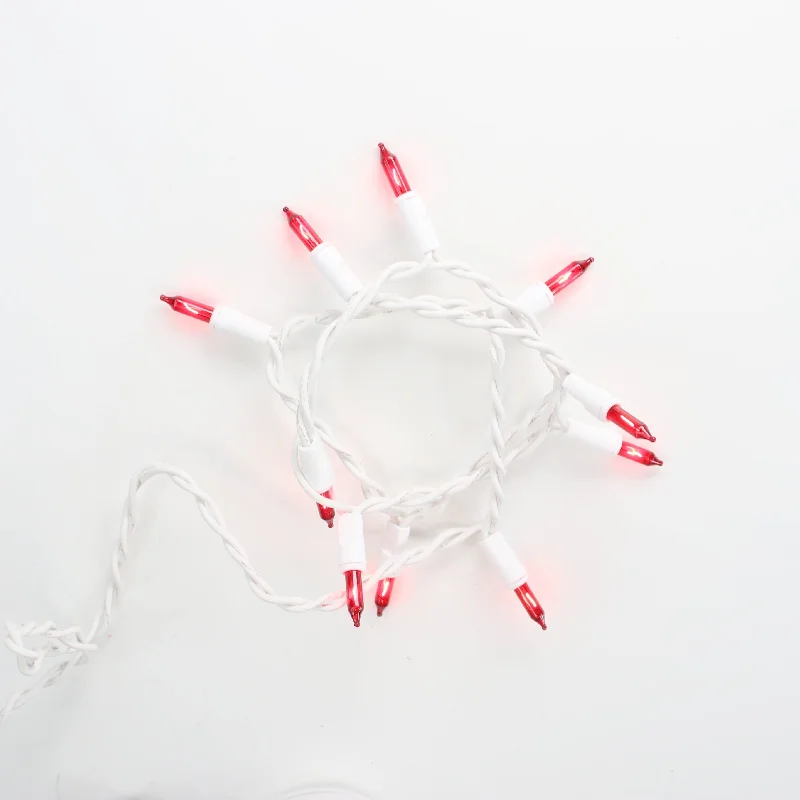 String Lights for DIY Home Decor Projects10-bulb Red Glass Craft Lights, White Wire