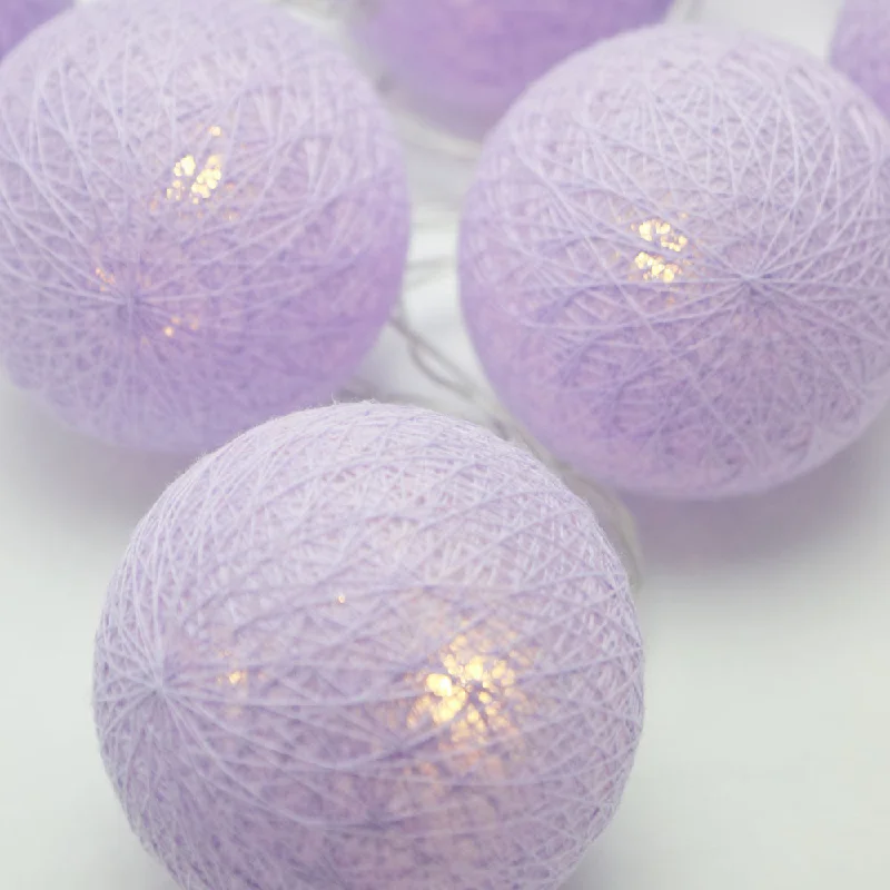 String Lights with Clear Bulbs for a Classic LookBLOWOUT 5.5 FT | 10 LED Battery Operated Lavender Round Cotton Ball String Lights With Timer String Lights with Clear Bulbs for a Classic LookBLOWOUT 5.5 FT | 10 LED Battery Operated Lavender Round Cotton Ball String Lights With Timer