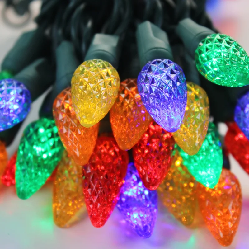 Twinkling String Lights for a Magical Atmosphere50-light C6 Multicolor LED Christmas Lights, 4" Spacing Green Wire Twinkling String Lights for a Magical Atmosphere50-light C6 Multicolor LED Christmas Lights, 4" Spacing Green Wire