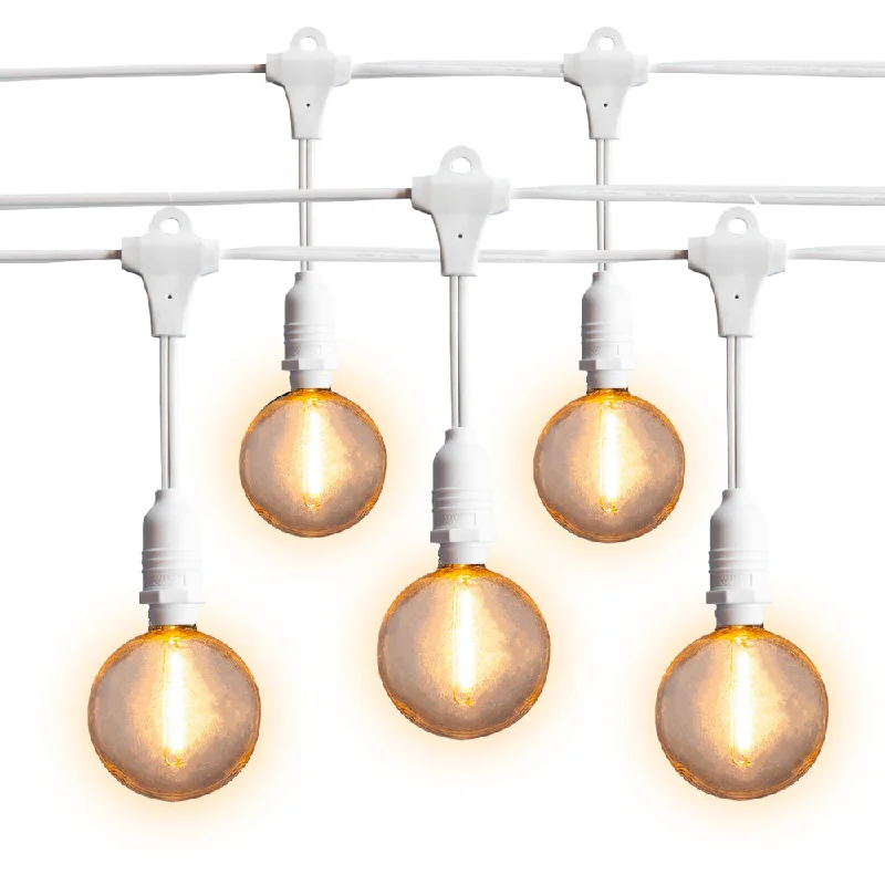 Waterproof String Lights for Patio Decor25 Socket Suspended Outdoor Commercial String Light Set, Shatterproof LED Bulbs, 29 FT White Cord w/ E12 C7 Base, Weatherproof Waterproof String Lights for Patio Decor25 Socket Suspended Outdoor Commercial String Light Set, Shatterproof LED Bulbs, 29 FT White Cord w/ E12 C7 Base, Weatherproof