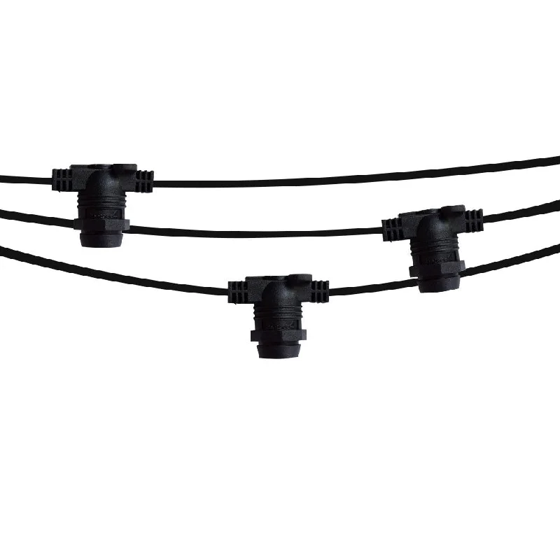 String Lights for Porch Lighting(Cord Only) 25 Socket Outdoor Commercial DIY String Light 29 FT Black Cord w/ E12 C7 Base, Weatherproof String Lights for Porch Lighting(Cord Only) 25 Socket Outdoor Commercial DIY String Light 29 FT Black Cord w/ E12 C7 Base, Weatherproof