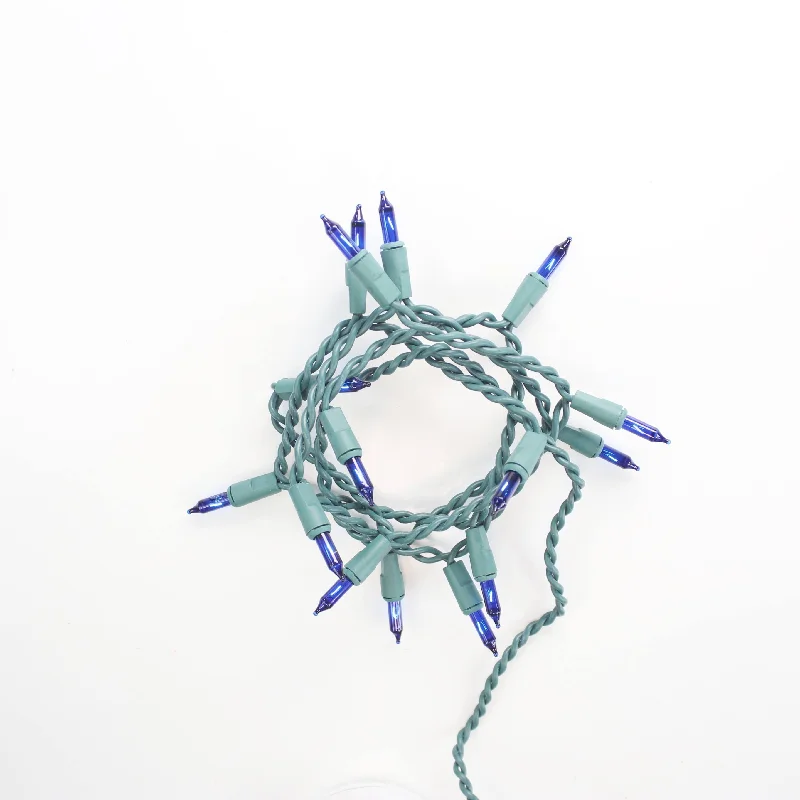 Waterproof String Lights for Patio Decor15-bulb Blue Glass Craft Lights, Green Wire