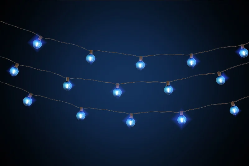 LED String Lights with Warm White Glow25 Socket Holiday LED Outdoor Patio String Light Set, G40 Blue Globe Bulbs, 28 FT Black Cord LED String Lights with Warm White Glow25 Socket Holiday LED Outdoor Patio String Light Set, G40 Blue Globe Bulbs, 28 FT Black Cord