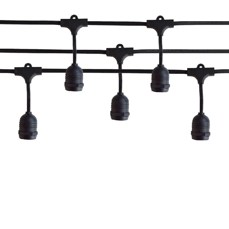 String Lights with Multicolored Bulbs for Festive Occasions(Cord Only) 48 Suspended Socket SJTW Outdoor Commercial DIY String Light 102 FT Black Cord w/ E26 Medium Base, Weatherproof String Lights with Multicolored Bulbs for Festive Occasions(Cord Only) 48 Suspended Socket SJTW Outdoor Commercial DIY String Light 102 FT Black Cord w/ E26 Medium Base, Weatherproof