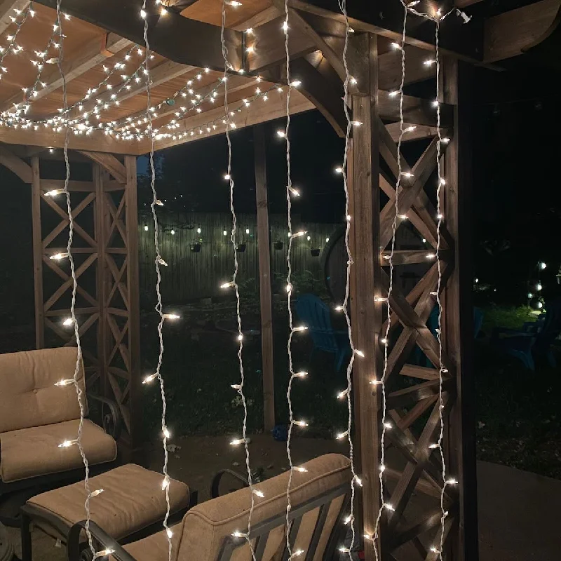Battery - Operated String Lights for Indoor Use6-Foot Glass Curtain Icicle Lights Clear Bulbs White Wire Battery - Operated String Lights for Indoor Use6-Foot Glass Curtain Icicle Lights Clear Bulbs White Wire