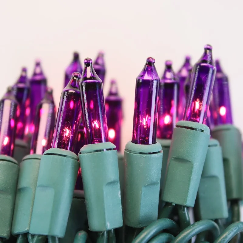 String Lights with Multicolored Bulbs for Festive Occasions100-bulb Purple Mini Lights, 4" Spacing, Green Wire String Lights with Multicolored Bulbs for Festive Occasions100-bulb Purple Mini Lights, 4" Spacing, Green Wire