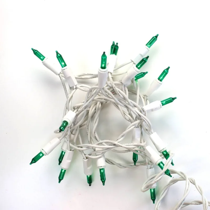 String Lights for Balcony Decoration20-bulb Green Glass Craft Lights, White Wire