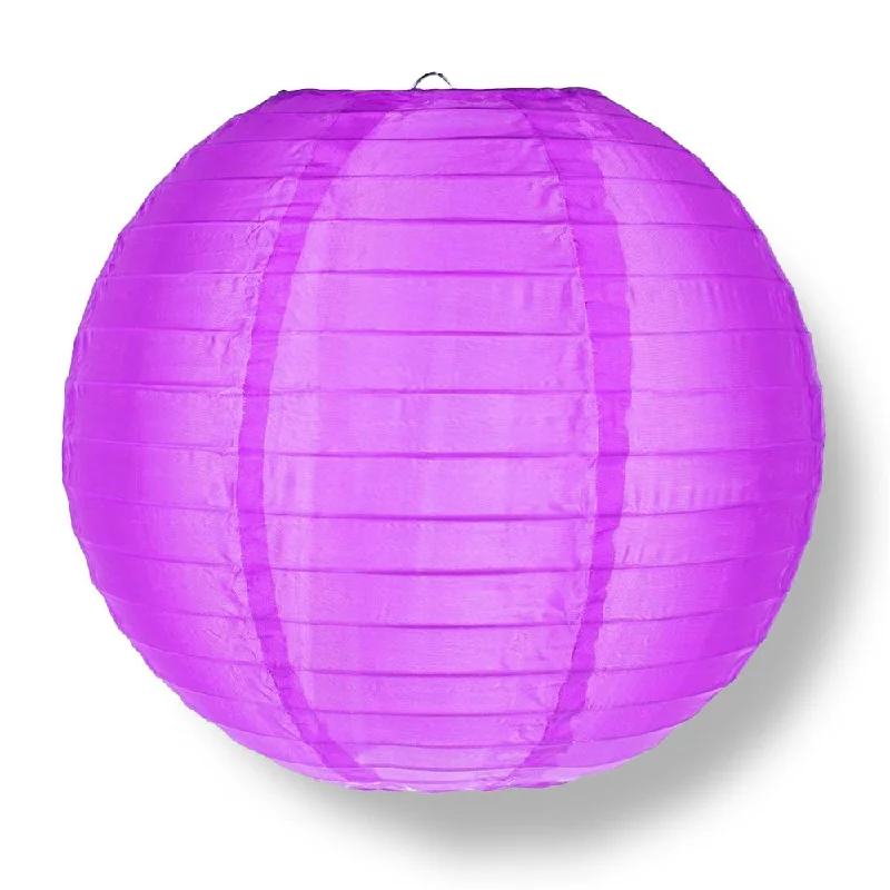 String Lights for Nursery Room Decor4" Violet Round Shimmering Nylon Lantern, Even Ribbing, Hanging Decoration (10-Pack) (String Light Sold Separately)