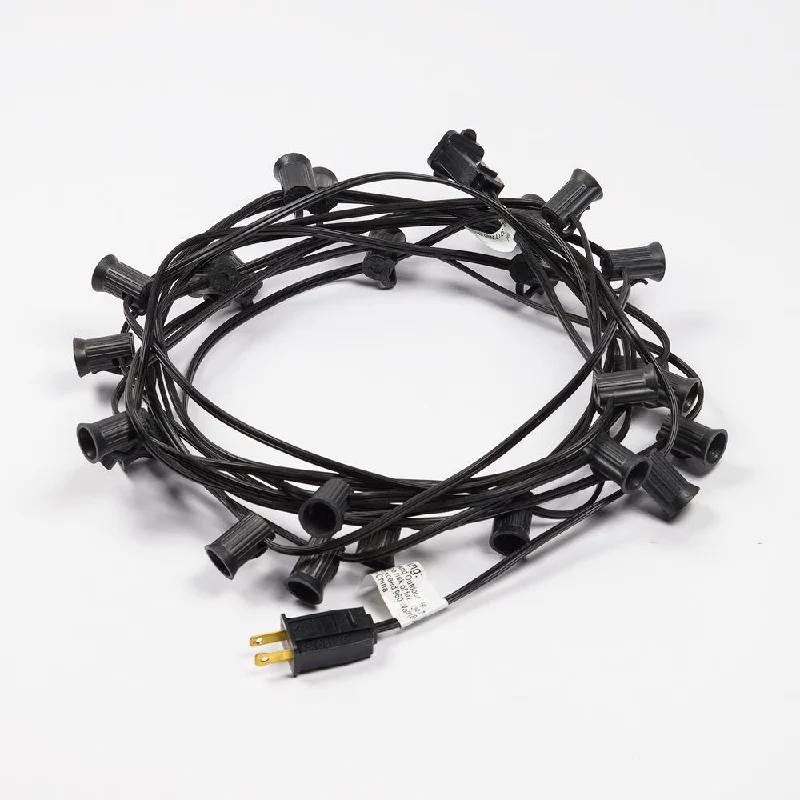 String Lights for Seasonal Decorations (Spring, Fall, etc.)(Cord Only) 12 FT | 10 Socket Outdoor Patio String Light Black Cord w/ E12 C7 Base String Lights for Seasonal Decorations (Spring, Fall, etc.)(Cord Only) 12 FT | 10 Socket Outdoor Patio String Light Black Cord w/ E12 C7 Base