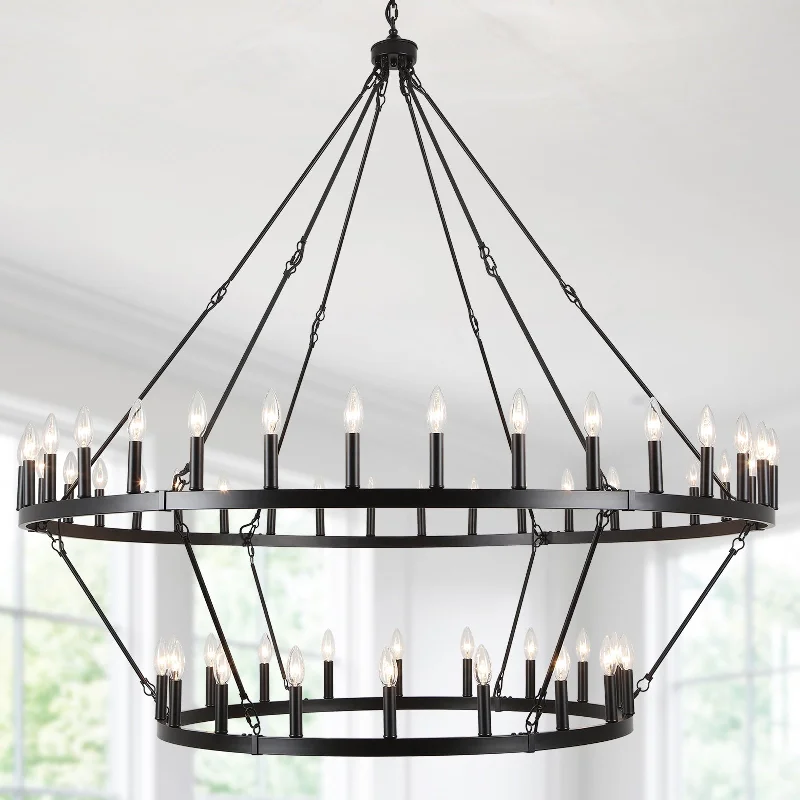 Mini Chandeliers for Adding Charm to Small Spaces60 in. 54-Light 2 Tier Extra Large Farmhouse Wagon Wheel Chandelier Mini Chandeliers for Adding Charm to Small Spaces60 in. 54-Light 2 Tier Extra Large Farmhouse Wagon Wheel Chandelier