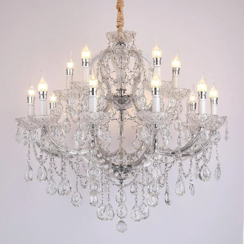 Traditional Brass Chandeliers for Classic InteriorsANKUR 15 LIGHTS SPARKLE CLEAR CRYSTAL CHANDELIER