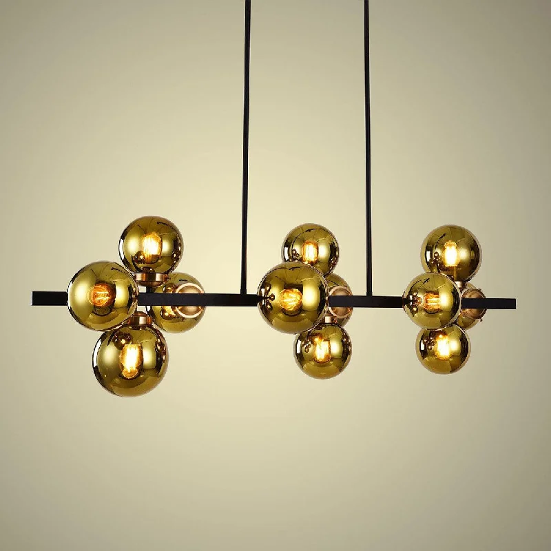 Industrial Iron Chandeliers for Loft - Inspired Spaces12 LIGHT LINEAR GLOBE CHANDELIER Industrial Iron Chandeliers for Loft - Inspired Spaces12 LIGHT LINEAR GLOBE CHANDELIER