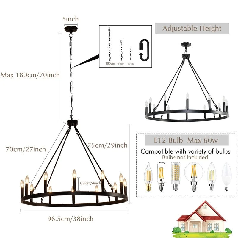 Chandeliers for Low Ceilings to Avoid OvercrowdingBlack Wagon Wheel Chandelier 12 Light Large Farmhouse Chandeliers Chandeliers for Low Ceilings to Avoid OvercrowdingBlack Wagon Wheel Chandelier 12 Light Large Farmhouse Chandeliers