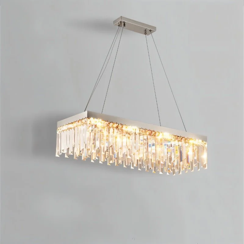 Chandeliers with Metal Frames in Bronze FinishChris Crystal Linear Chandelier