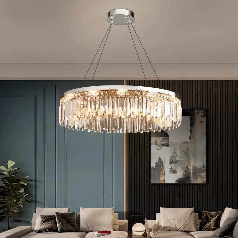 Chandeliers with Frosted Glass for a Softer Light DiffusionChris Crystal Round Chandelier Chandeliers with Frosted Glass for a Softer Light DiffusionChris Crystal Round Chandelier